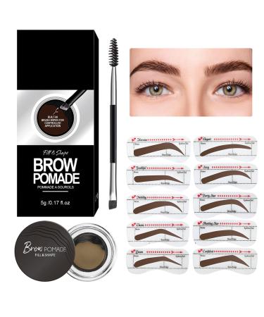 Eyebrow Stamp Stencil Kit Eyebrow Pomade Waterproof Eye Brow Stamping Kit Brow Stamp Trio Kit 10 Eyebrow Stencils With Dual Ended Brow Brush Perfect Natural Brow Pomade Brow Eyebrow Kit Blonde 02 Blonde