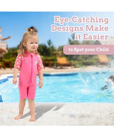 Juicy Bumbles Baby Swimsuit - Short Sleeve One Piece Toddler Swimming Costume (3-4 Years) Starfish Pattern - Buy Online on GoSupps.com