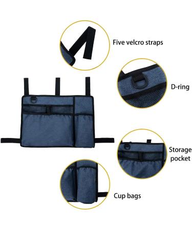 Elderly Friendly Wheelchair Storage Bag Armrest Organizers with Multiple Pockets Easy Install On Armrest Daily Use Blue - Buy Online on GoSupps.com