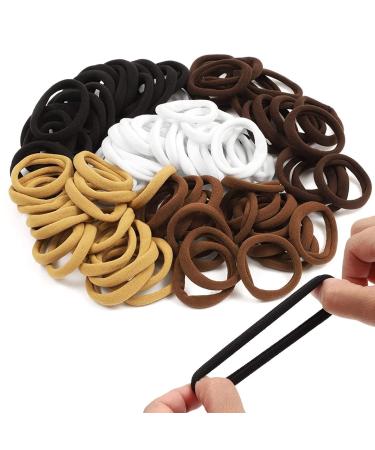 200PCS Guoxi High Elastic Soft Hair Ties Seamless Hair Bands Women Girl Ponytail Holders Hair Accessories For Thick Hair No Damage 5 Colors Hair Scrunchies 200PCS(4.5CM) Brown