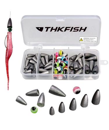THKFISH Fishing Weights Sinkers Fishing Beads Bullet Sinkers Carolina Rig Texas Rig Kit Fishing Accessories Kit 64pcs/219pcs 64 PCS