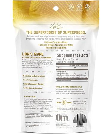 Om Organic Mushroom Superfood Powder Lions Mane 3.5 Ounce (50 Servings) ( wo ack) - Buy Online on GoSupps.com