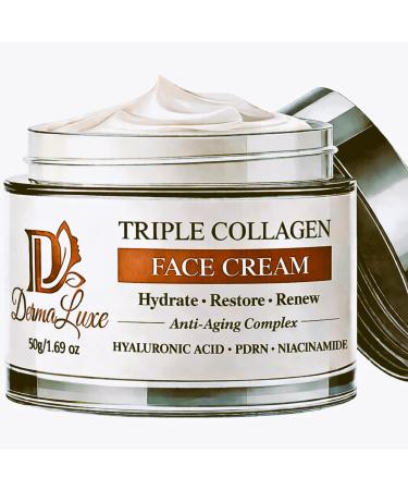 DermaLuxe Anti-Aging Collagen Face Cream-PDRN Salmon DNA, Hyaluronic Acid & Niacinamide-Hydrating, Firming, Lifting Wrinkle Repair Moisturizer-K Beauty Skincare Glow Day & Night-All Skin Types 1.7 oz