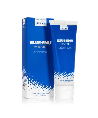 Blue Emu Hemp Cream Pain Relief for Muscle and Joint Maximum Support Odor-Free 1 Pack 3oz