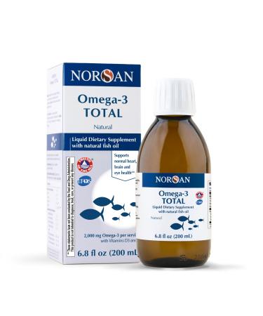 NORSAN Omega-3 Total Liquid Fish Oil High-Dose 2000mg Omega-3 per Serving | Supports Heart Brain & Vision* | Friend of The Sea Certified | 6.8 fl oz Bottle (200ml) Unflavored