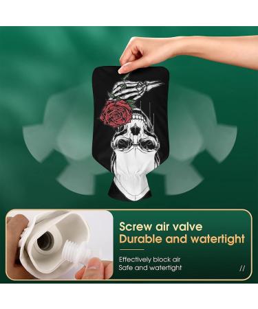 Skull Rose Hot Water Bottle with Plush Cover - Hand Warmer for Adults & Children | 26.5x15.3cm - International Shipping Available - Buy Online on GoSupps.com