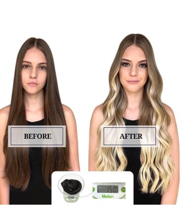 Doores Real Hair Extensions Clip In - Ash Brown to Platinum Blonde 45cm (18 inch) 150g Remy Hair Thick & Natural - Buy Online on GoSupps.com