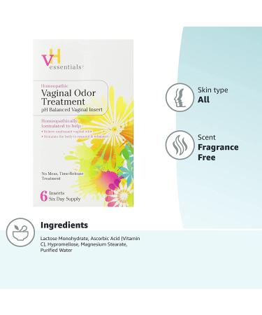 vH essentials Vaginal Odor Treatment - pH Balanced Suppositories - 6 Tablets with Applicator (667-06) - Buy Now - Buy Online on GoSupps.com