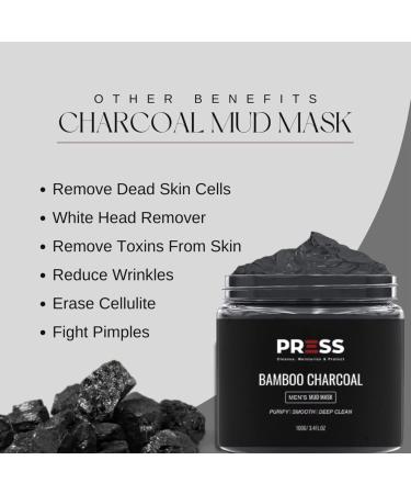 PRESS SKINCARE Bamboo Charcoal Face Mask - Exfoliating Mud Mask for Men | Pore Cleansing & Anti-Aging Hydration | 3.4 FL. OZ - Buy Online on GoSupps.com