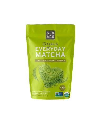 Sencha Naturals Organic Everyday Matcha Powder | Authentic Japanese Origin - Premium First and Second Harvest, 12 oz Bag (Pack of 1)