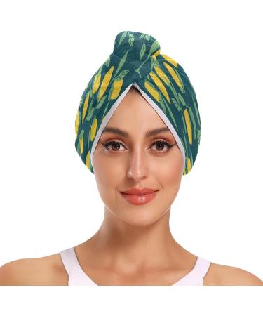 Lemon Tree Dry Hair Cap Set - 2 Piece Quick Drying Towel & Button Headband | Super Absorbent & Soft for Ideal Hair Care - Buy Online on GoSupps.com