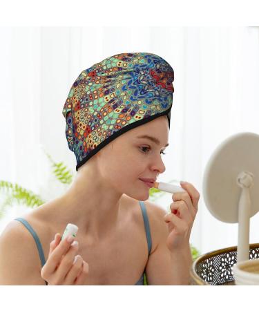 Round Mandala Microfiber Hair Towel | Super Absorbent Quick Dry Hair Wrap for Long Curly & Thick Hair - Soft Coral Velvet - Buy Online on GoSupps.com