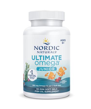 Nordic Naturals Ultimate Omega-3 JR 680mg Omega-3 for Kids Strawberry Flavor with EPA & DHA 90 Soft Capsules Lab Tested Soy Free Gluten Free Non-GMO