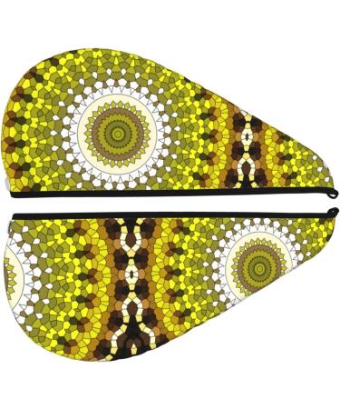 Yellow Mandala Microfiber Hair Towel | Super Absorbent Hair Wrap for Women | Quick Dry Coral Velvet Cap for Long Curly & Thick Hair - Buy Online on GoSupps.com