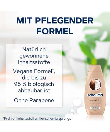 Schauma Repairing Shampoo and Conditioner for Damaged and Dry Hair (1 x 250 ml) with Coconut Extract 2 Pack - Buy Online on GoSupps.com