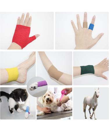 Self Adherent Cohesive Bandage - 4x5 Yards Red Athletic Tape | First Aid for Wrist & Ankle Sprains | 12 Rolls - Buy Online on GoSupps.com