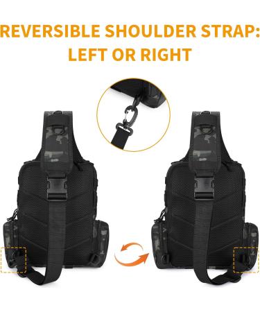 G-raphy Tactical Sling Backpack - Durable Molle Shoulder Bag for Hiking Camping & Travel - 01-CP Black - Buy Online on GoSupps.com