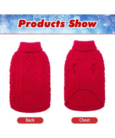 Bingpet X-Small Red Dog Knit Sweater with Turtleneck | Classic Braid Dog Coat & Warm Outfits for Autumn & Winter - Perfect for Dogs & Cats - Buy Online on GoSupps.com