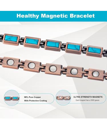 Yinox Magnetic Therapy Copper Bracelet for Women | Arthritis & Wrist Pain Relief | Stylish Turkish Turquoise Design (3500 Gauss) - Buy Online on GoSupps.com