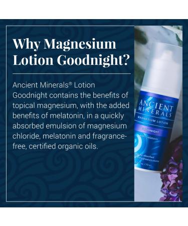 Ancient Minerals Magnesium Lotion Goodnight Cream with Melatonin (2.5oz) - Buy Online on GoSupps.com