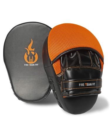 Fire Team Fit Boxing Mitts | Muay Thai & Boxing Pads | Focus & Punching Mitts | Boxing Training Equipment Black-Orange
