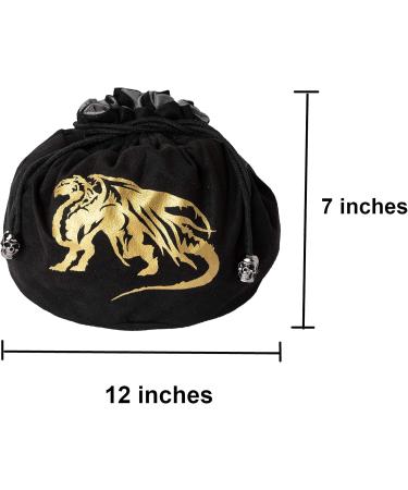 PUGED Large Dragon Drawstring Dice Bag - Black Storage Bag for Over 300 RPG MTG Game Dices - Buy Online on GoSupps.com