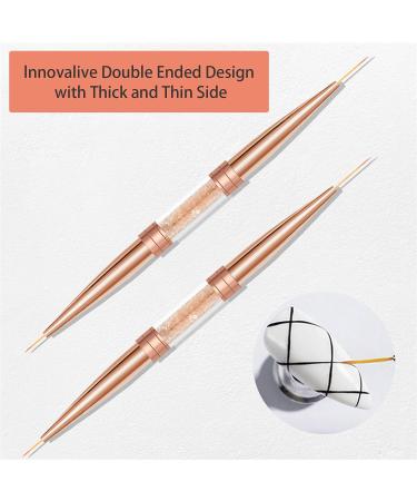 6pcs Professional Nails Art Brushes Set Double Ended Nail Striping Brush Thin Brushes For Gel Polish Pen Dotting Tool Drawing Small Details - Buy Online on GoSupps.com