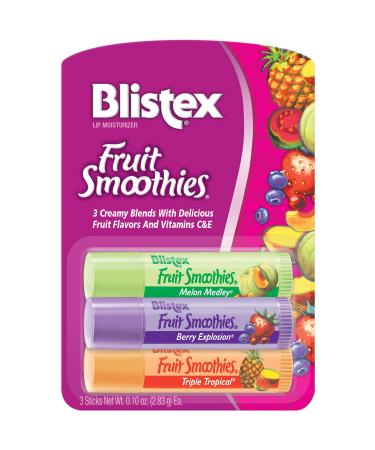 Blistex Fruit Smoothies Lip Balm (3) 0.10 oz. sticks Pack of 12
