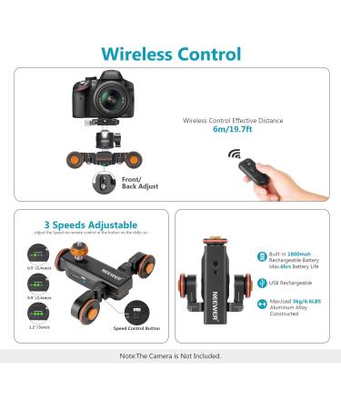 Neewer Motorized Camera Dolly Car with Wireless Remote | 3 Speeds + Low-Profile Ball Head | Compatible with DSLR, GoPro, iPhone | 3 Wheels - Buy Online on GoSupps.com