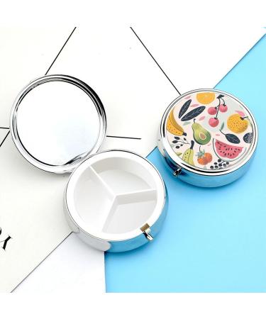 Portable 3 Compartment Pill Box | Travel Medicine Organizer | Fruit Print Pill Case for Purse & Pocket - Buy Online on GoSupps.com