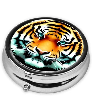 Little Fat Tiger Round Pill Box Organizer - 3 Compartment Travel Pill Box for Easy Medication Storage - Buy Online on GoSupps.com