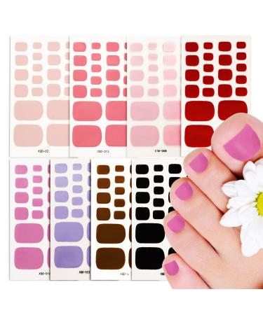 8 Sheets Toe Nail Strips Pure Colour Toenail Nail Polish Wraps Soft Self-Adhesive Nail Full Wraps Nail Strips Sticker Nail Tips Nail Wraps Sticker Decals - Buy Online on GoSupps.com