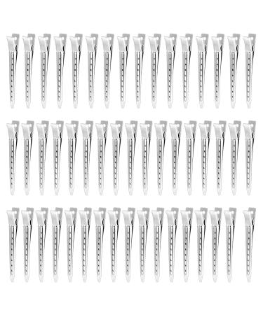 Fumanduo 50 pieces DESEBILL hairdresser Hair clips 3.5 inch metal terminals hair clamps hairdresser card hair clips silver compartment clamps alligator curl hair clips with holes for women and girls