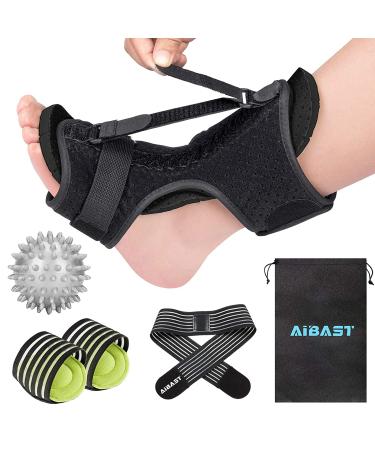 AiBast 2021 New Upgraded Black Night Splint for Plantar Fascitis, Adjustable Ankle Brace Foot Drop Orthotic Brace for Plantar Fasciitis, Arch Foot Pain, Achilles Tendonitis Support for Women, Men