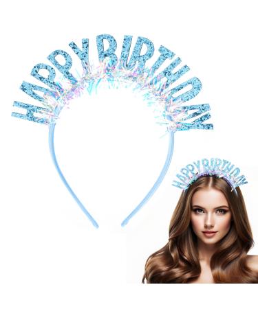 AHQiZFX Birthday Crown Birthday Headband Birthday Girl Headband Happy Birthday Headband for Women Girls Happy Birthday Accessories Crown Birthday Tiara Happy Birthday Decorations Gifts Blue