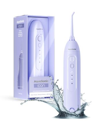 AquaSonic Icon Water Flosser for Teeth Cordless Rechargeable Oral Irrigator Waterproof Portable Dental Cleaning with Jet Tip Braces Home Travel - Lilac