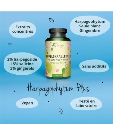 Harpagophytum Plus Vegavero | With Devil's Claw Ginger & White Willow | No Additives | Joint Bread | With Harpagosides Gingerols & Salicin | 120 Capsules | VEGAN - Buy Online on GoSupps.com