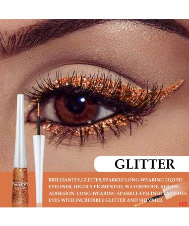 2Pcs Gold Liquid Glitter Eyeliner Set for Women - Sparkly Makeup Liners (Colores 07+13) - Buy Online on GoSupps.com