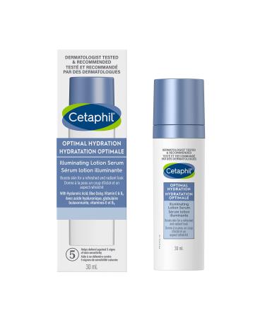 Cetaphil Optimal Hydration Illuminating Lotion Serum (30ml) - Face Serum with Hyaluronic Acid Vitamin E & Vitamin B5 Provides 48hr Hydration - For Sensitive Dry and Dehydrated Skin Dermatologist Recommended