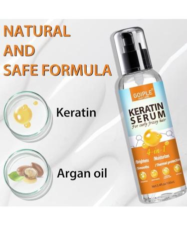 Keratin Protein Hair Serum for Curly Frizzy Hair - Anti Frizz Control Nourishes & Repair Hair with Castor Oil for Frizzy Dry Damaged Hair Curly Hair Productsheat Protectant for ShinePrevent Hair Burns - Buy Online on GoSupps.com