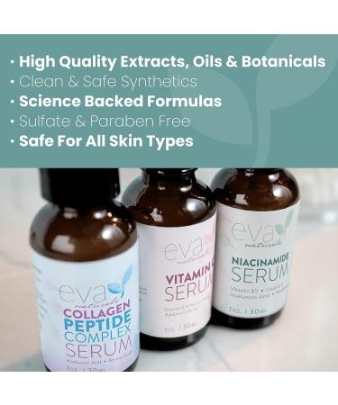 Natural Firm & Glow Skincare Set - Vitamin C, Peptide Complex, Niacinamide Serums | Eva Naturals - Buy Online on GoSupps.com