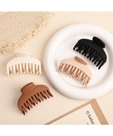DEEKA 4 PCS Double Row Teeth Hair Claw Clips - 2.5 Inch Medium Clips for Thin Hair - Small Matte Hair Accessories in Black and Brown - Pack of 4 - Buy Online on GoSupps.com