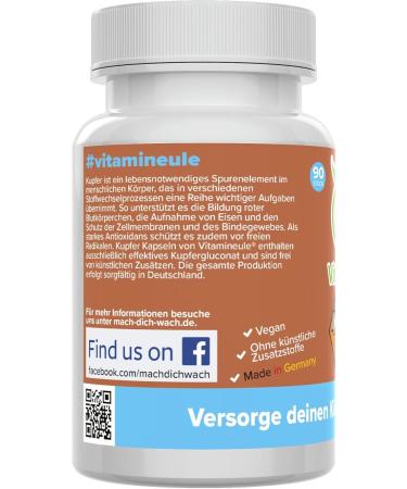 Copper Capsules 4 mg - High-Dose Vegan Copper Gluconate from Germany - No Additives - Laboratory Tested - Small Capsules for High Bioavailability - VitamineULE  - Buy Online on GoSupps.com
