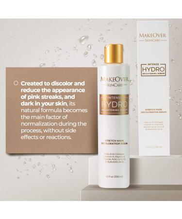 MakeOver Intense Hydro Brightening Serum - Radiant Skin, Stretch Mark Removal - Kojic Acid, Collagen, Vitamin A&E - Glycolic Acid, CoQ10, Hyaluronic Acid - 296ml - Buy Online on GoSupps.com