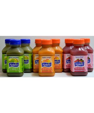 Naked Variety Pack Juice Smoothie 3 Mighty Mango, 3 Green Machine, 3 Berry Blast Total 9 Bottles (10 FL OZ per Bottle)