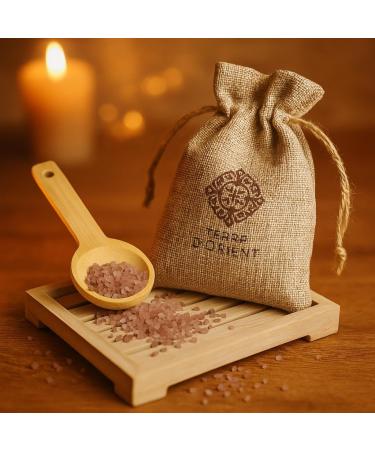 WDMT Bath salts in a jute bag with a wooden spoon and tray - Luxury relaxation for home - Natural spa experience - Buy Online on GoSupps.com