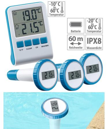 Infactory Pool Thermometer Radio - Advanced 3-in-1 Digital Pond & Pool Thermometer with LCD Receiver | IPX8 Waterproof - Buy Online on GoSupps.com