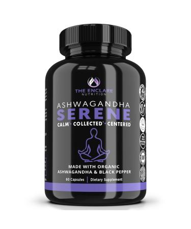 THE ENCLARE NUTRITION | Ashwagandha Supplement Capsules 1300mg. Organic Ashwagandha Root Powder Black Pepper Extract | Natural Sleep Aid Focus Mood Energy Immune/Thyroid Support (1)