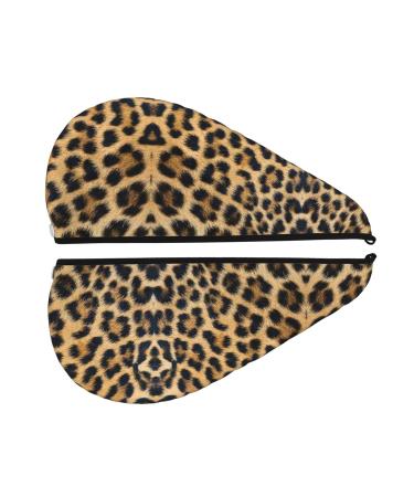 Rough Leopard Print Coral Velvet Dry Hair Cap | Perfect for Home Travel Pools Beaches & Baths - Buy Online on GoSupps.com