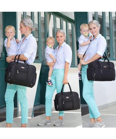 Welavila Baby Changing Bag: Diaper Bag for Mom & Dad with Changing Pad & Insulated Pockets - Convertible Travel Tote Messenger in Black - Buy Online on GoSupps.com